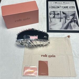 Cult Gaia Shiny Silver Ezara Clutch NIB